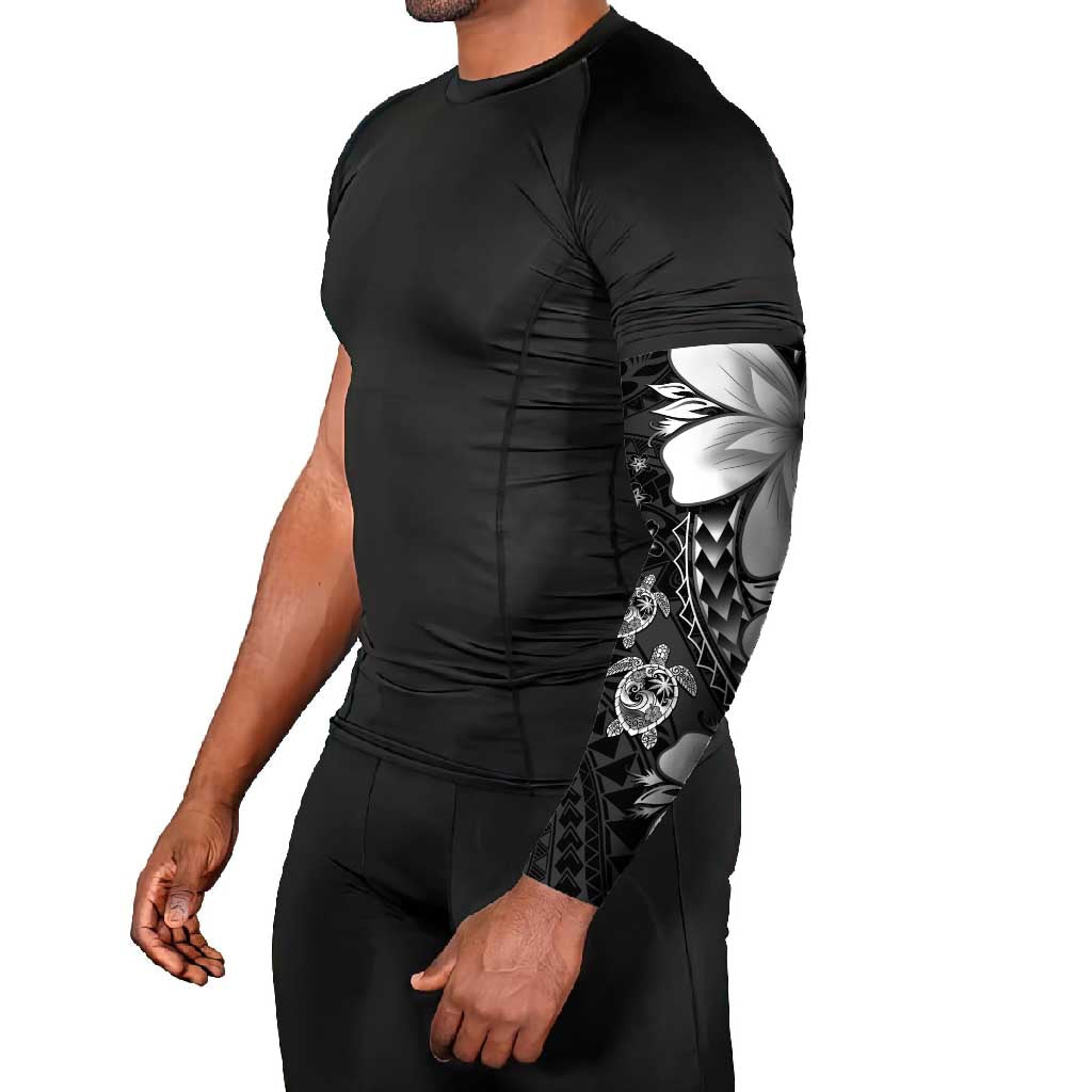 Polynesia Romantic Valentine Arm Sleeves Sea Turtle Couple With Black Plumeria LT05 - Polynesian Pride