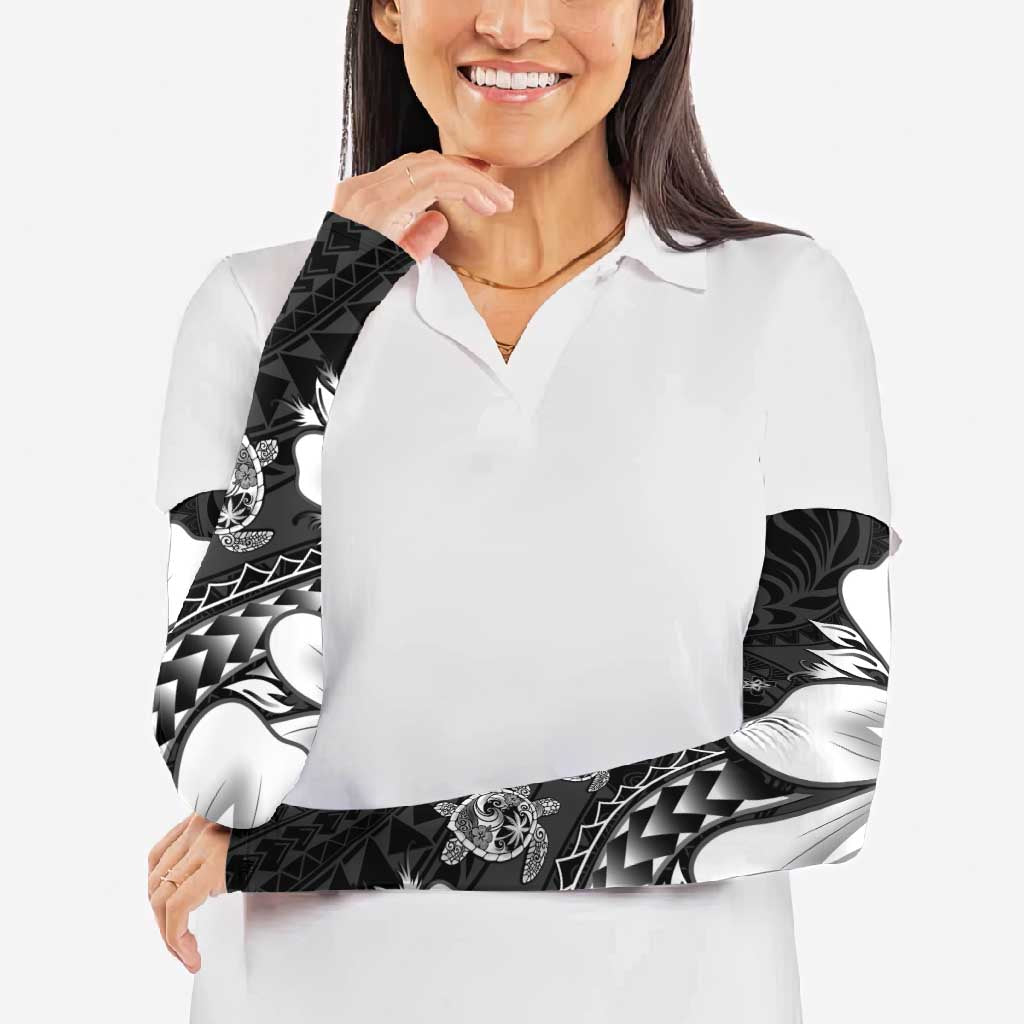 Polynesia Romantic Valentine Arm Sleeves Sea Turtle Couple With Black Plumeria LT05 - Polynesian Pride