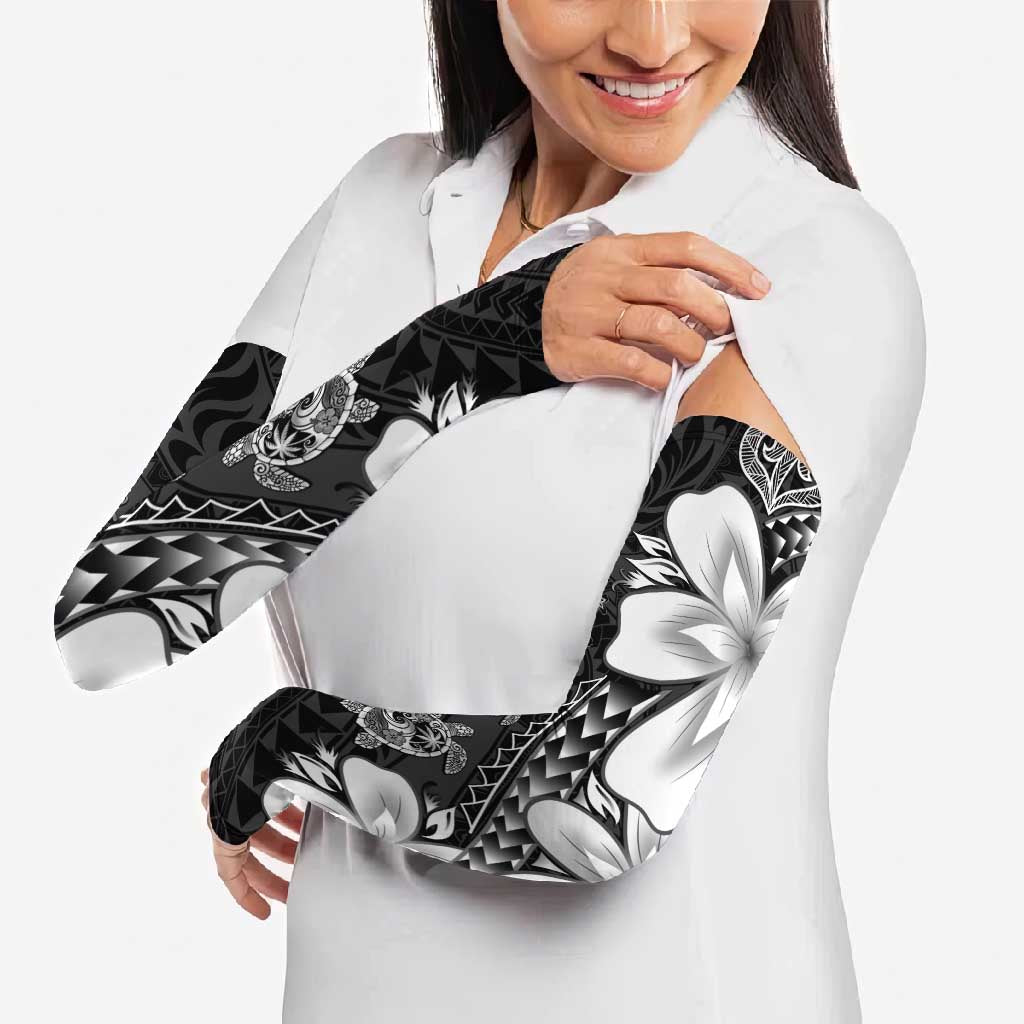 Polynesia Romantic Valentine Arm Sleeves Sea Turtle Couple With Black Plumeria LT05 - Polynesian Pride