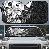Polynesia Romantic Valentine Auto Sun Shade Sea Turtle Couple With Black Plumeria