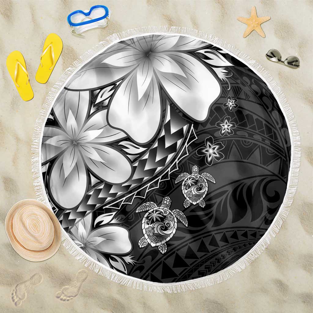 Polynesia Romantic Valentine Beach Blanket Sea Turtle Couple With Black Plumeria LT05 One Size 150cm Black - Polynesian Pride
