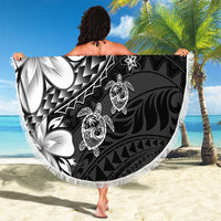 Polynesia Romantic Valentine Beach Blanket Sea Turtle Couple With Black Plumeria LT05 - Polynesian Pride
