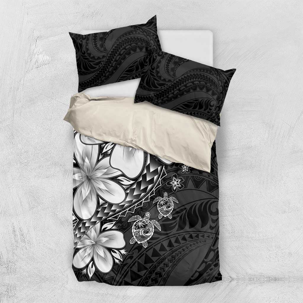 Polynesia Romantic Valentine Bedding Set Sea Turtle Couple With Black Plumeria LT05 US Twin 172cm x 218cm Black - Polynesian Pride