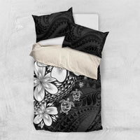 Polynesia Romantic Valentine Bedding Set Sea Turtle Couple With Black Plumeria LT05 US Twin 172cm x 218cm Black - Polynesian Pride