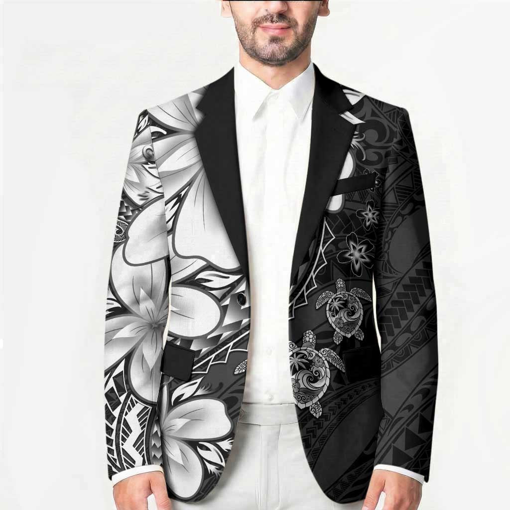 Polynesia Romantic Valentine Blazer Sea Turtle Couple With Black Plumeria LT05 - Polynesian Pride