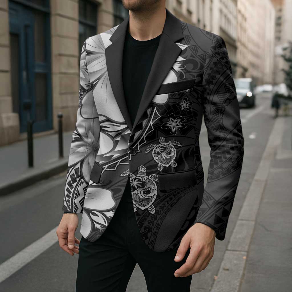 Polynesia Romantic Valentine Blazer Sea Turtle Couple With Black Plumeria LT05 - Polynesian Pride