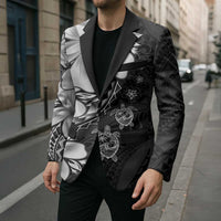 Polynesia Romantic Valentine Blazer Sea Turtle Couple With Black Plumeria LT05 - Polynesian Pride