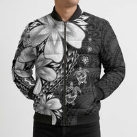 Polynesia Romantic Valentine Bomber Puffer Jacket Sea Turtle Couple With Black Plumeria LT05 - Polynesian Pride