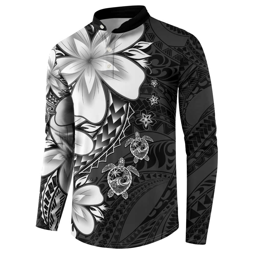 Polynesia Romantic Valentine Button Sweatshirt Sea Turtle Couple With Black Plumeria LT05 - Polynesian Pride