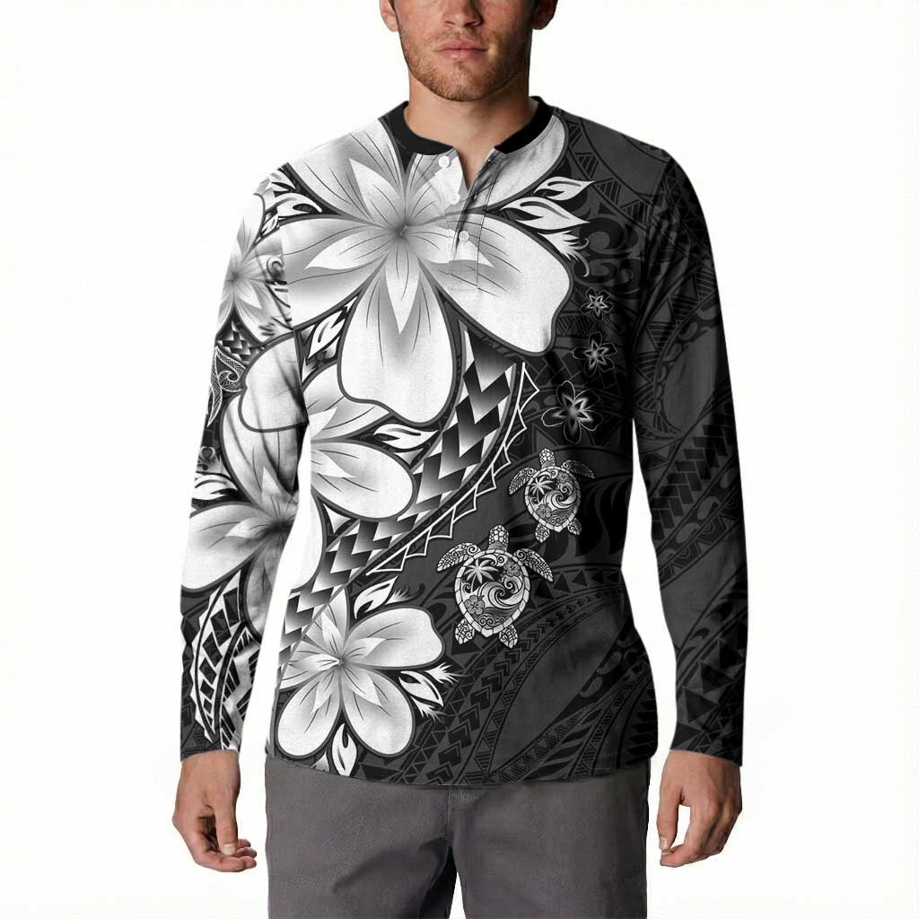 Polynesia Romantic Valentine Button Sweatshirt Sea Turtle Couple With Black Plumeria LT05 - Polynesian Pride