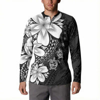 Polynesia Romantic Valentine Button Sweatshirt Sea Turtle Couple With Black Plumeria LT05 - Polynesian Pride