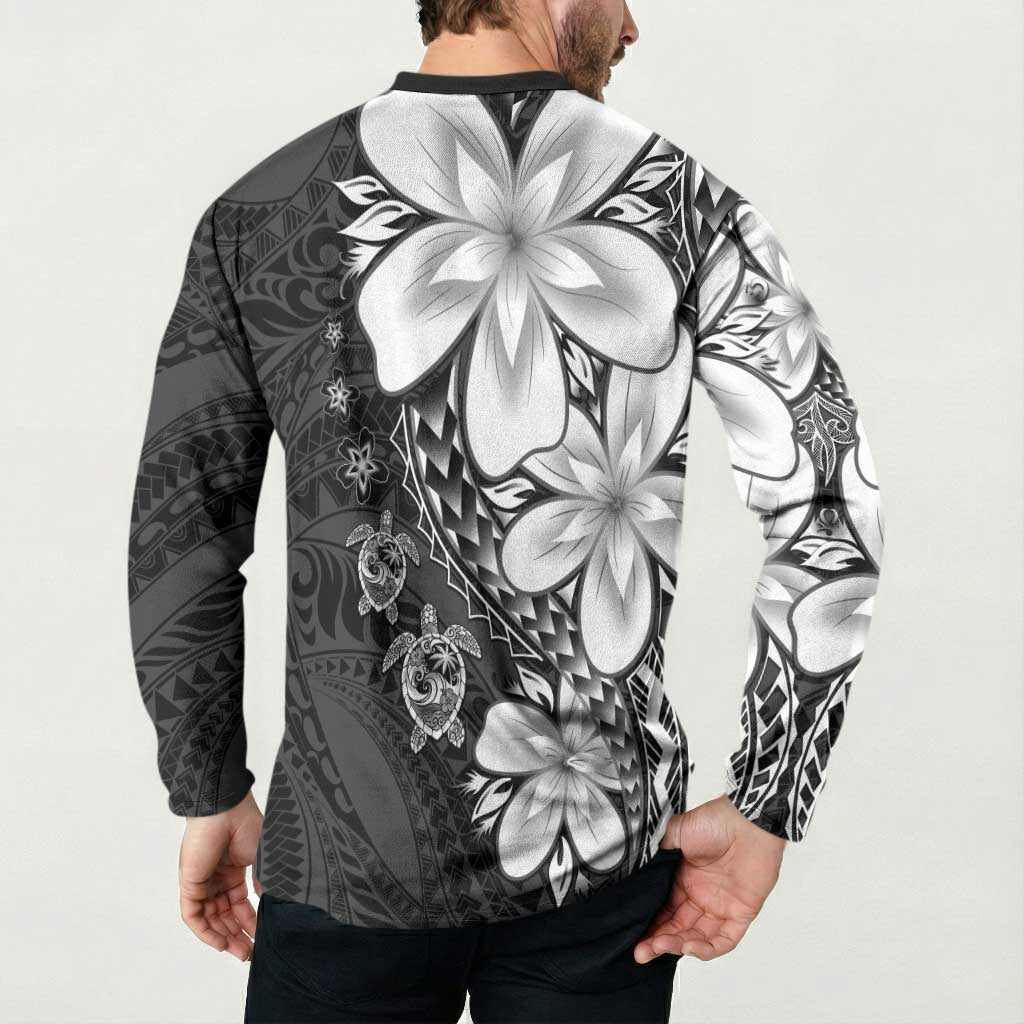 Polynesia Romantic Valentine Button Sweatshirt Sea Turtle Couple With Black Plumeria LT05 - Polynesian Pride