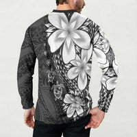 Polynesia Romantic Valentine Button Sweatshirt Sea Turtle Couple With Black Plumeria LT05 - Polynesian Pride