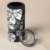 Polynesia Romantic Valentine 4 in 1 Can Cooler Tumbler Sea Turtle Couple With Black Plumeria LT05 - Polynesian Pride