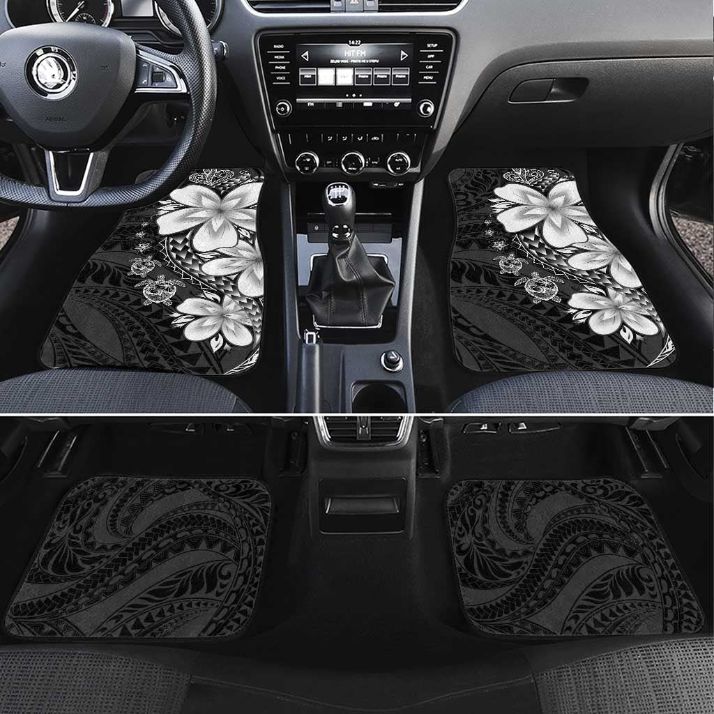Polynesia Romantic Valentine Car Mats Sea Turtle Couple With Black Plumeria LT05 Set 4pcs Black - Polynesian Pride