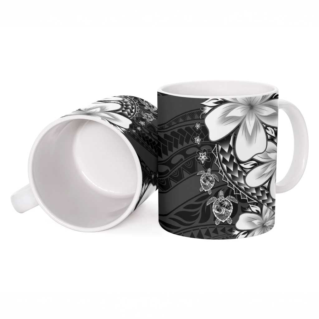 Polynesia Romantic Valentine Ceramic Mug Sea Turtle Couple With Black Plumeria LT05 - Polynesian Pride