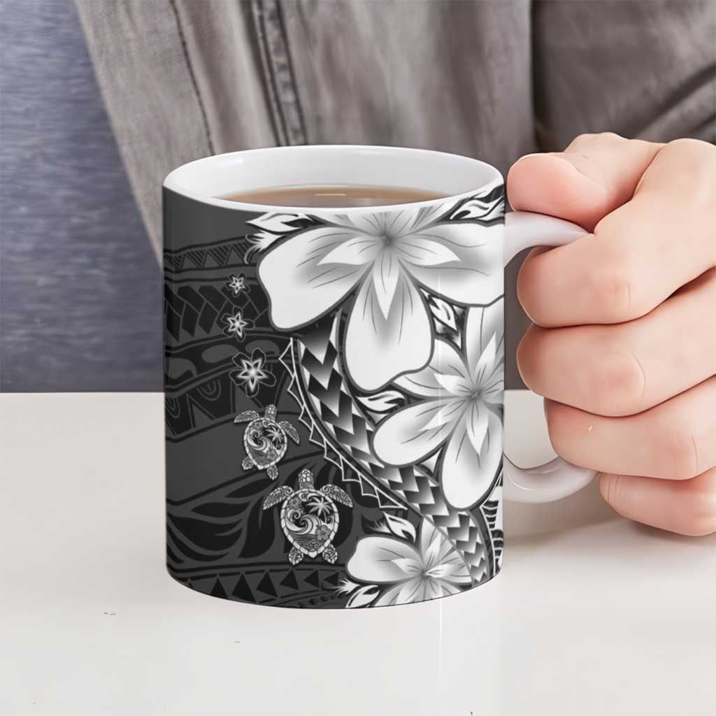 Polynesia Romantic Valentine Ceramic Mug Sea Turtle Couple With Black Plumeria LT05 - Polynesian Pride