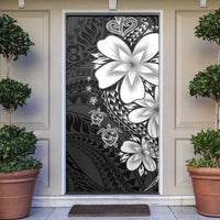 Polynesia Romantic Valentine Door Cover Sea Turtle Couple With Black Plumeria LT05 Black - Polynesian Pride