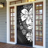 Polynesia Romantic Valentine Door Cover Sea Turtle Couple With Black Plumeria LT05 - Polynesian Pride