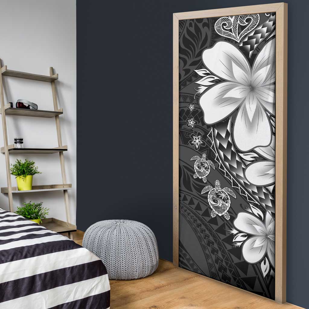 Polynesia Romantic Valentine Door Cover Sea Turtle Couple With Black Plumeria LT05 - Polynesian Pride