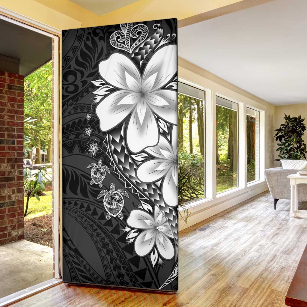 Polynesia Romantic Valentine Door Cover Sea Turtle Couple With Black Plumeria LT05 - Polynesian Pride