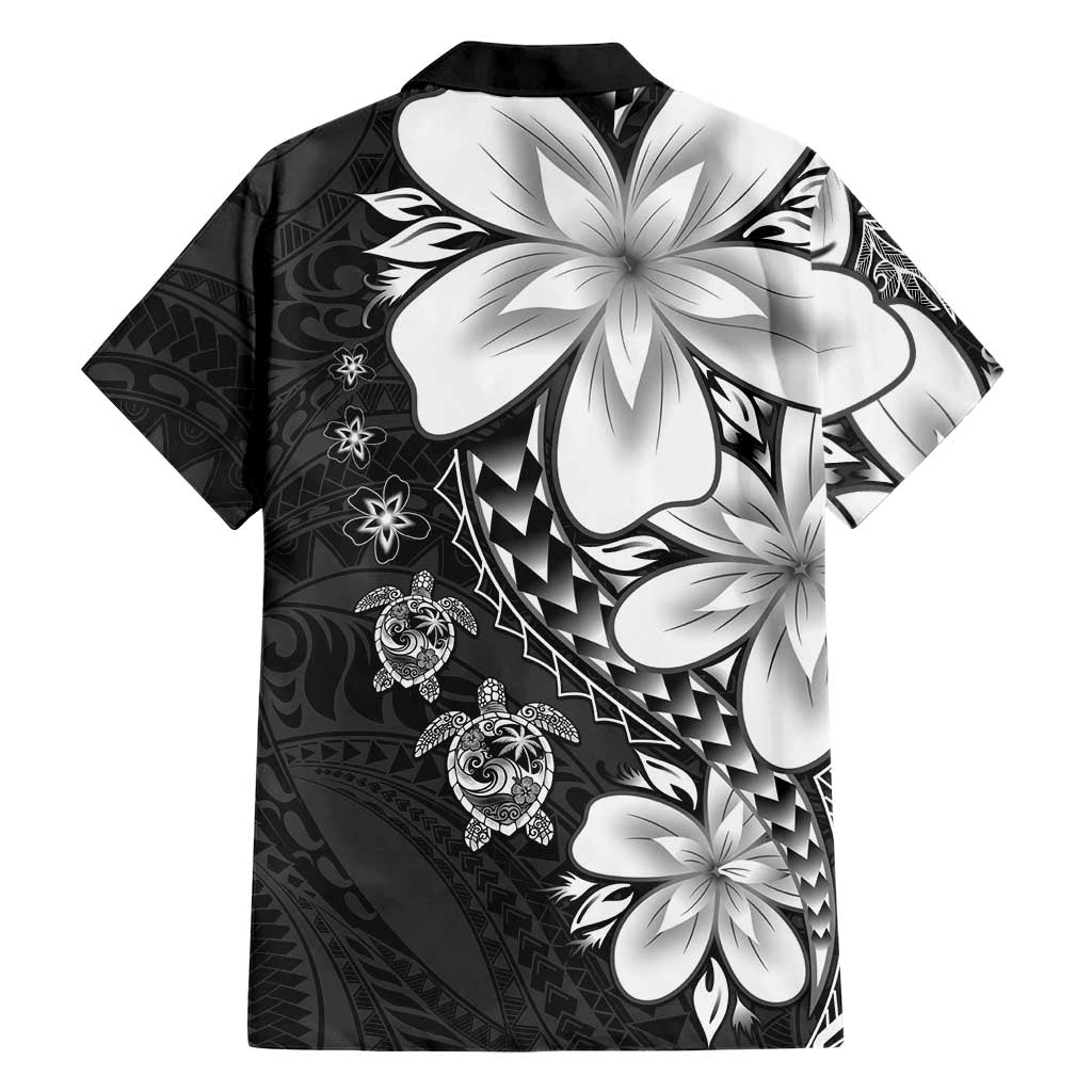 Polynesia Romantic Valentine Family Matching Off Shoulder Maxi Dress and Hawaiian Shirt Sea Turtle Couple With Black Plumeria