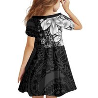 Polynesia Romantic Valentine Family Matching Off Shoulder Short Dress and Hawaiian Shirt Sea Turtle Couple With Black Plumeria
