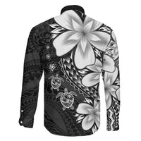 Polynesia Romantic Valentine Family Matching Tank Maxi Dress and Hawaiian Shirt Sea Turtle Couple With Black Plumeria