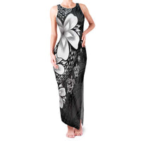 Polynesia Romantic Valentine Family Matching Tank Maxi Dress and Hawaiian Shirt Sea Turtle Couple With Black Plumeria