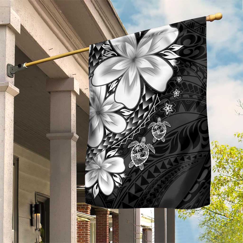 Polynesia Romantic Valentine Garden Flag Sea Turtle Couple With Black Plumeria LT05 House Flag Black - Polynesian Pride