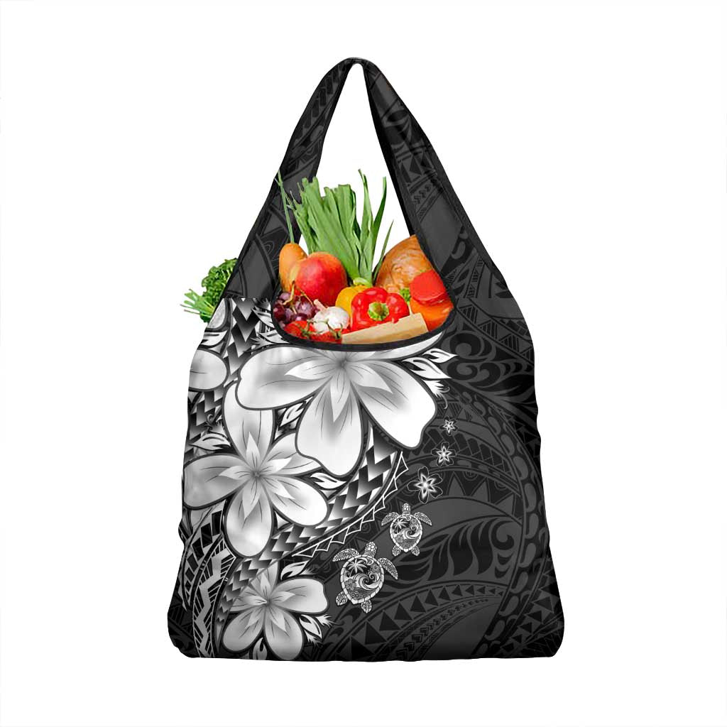 Polynesia Romantic Valentine Grocery Bag Sea Turtle Couple With Black Plumeria LT05 1-pack One Size Black - Polynesian Pride