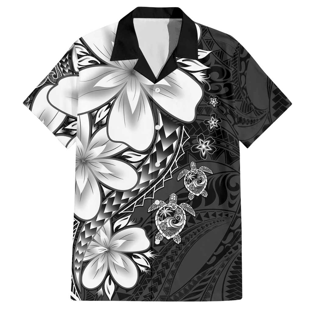 Polynesia Romantic Valentine Hawaiian Shirt Sea Turtle Couple With Black Plumeria LT05 Black - Polynesian Pride