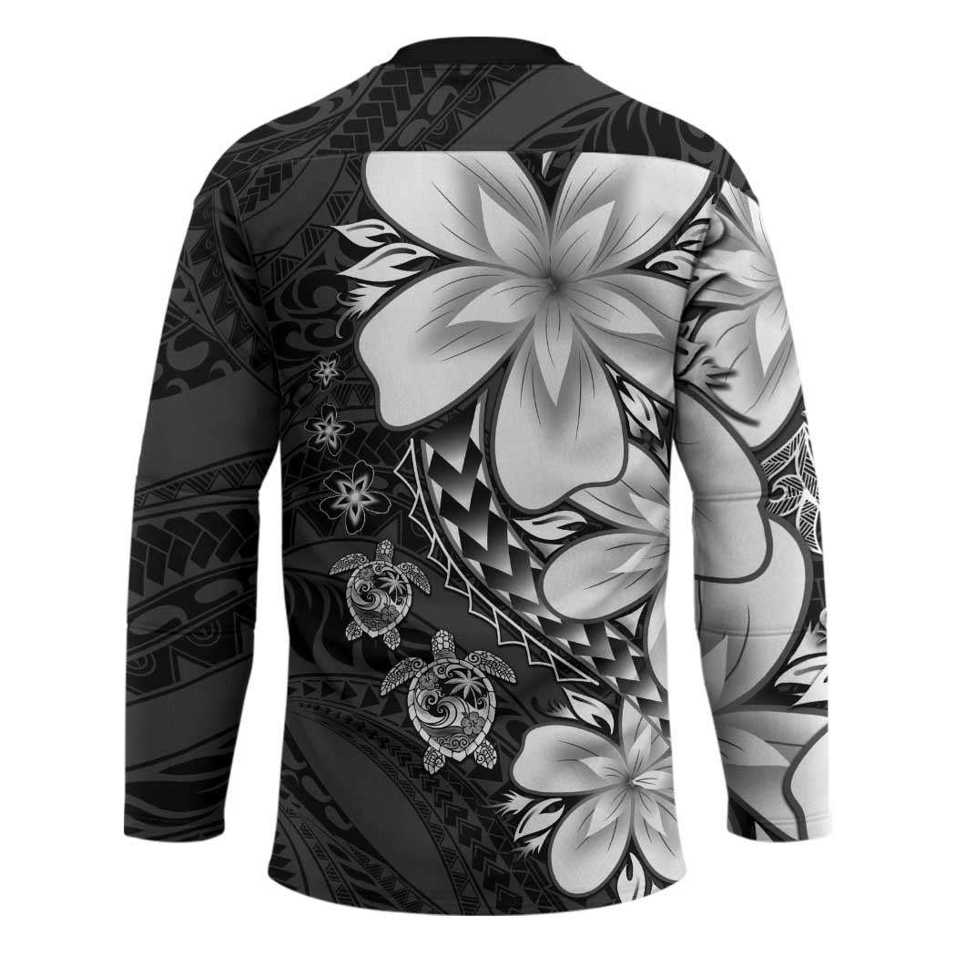 Polynesia Romantic Valentine Hockey Jersey Sea Turtle Couple With Black Plumeria LT05 - Polynesian Pride