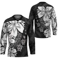 Polynesia Romantic Valentine Hockey Jersey Sea Turtle Couple With Black Plumeria LT05 - Polynesian Pride