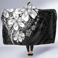 Polynesia Romantic Valentine Hooded Blanket Sea Turtle Couple With Black Plumeria LT05 One Size Black - Polynesian Pride