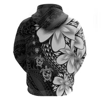 Polynesia Romantic Valentine Hoodie Sea Turtle Couple With Black Plumeria LT05 - Polynesian Pride
