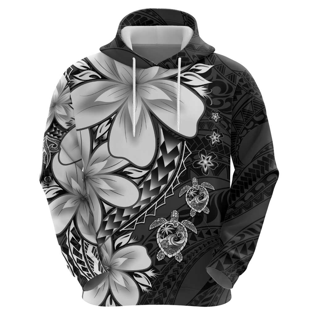 Polynesia Romantic Valentine Hoodie Sea Turtle Couple With Black Plumeria LT05 - Polynesian Pride