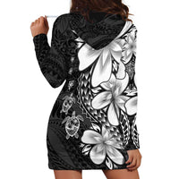 Polynesia Romantic Valentine Hoodie Dress Sea Turtle Couple With Black Plumeria LT05 - Polynesian Pride