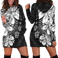 Polynesia Romantic Valentine Hoodie Dress Sea Turtle Couple With Black Plumeria LT05 - Polynesian Pride