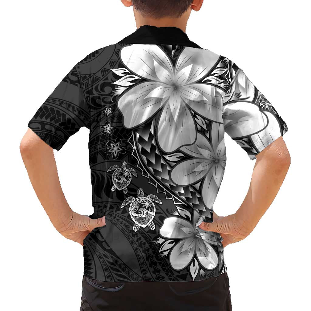 Polynesia Romantic Valentine Kid Hawaiian Shirt Sea Turtle Couple With Black Plumeria LT05 - Polynesian Pride