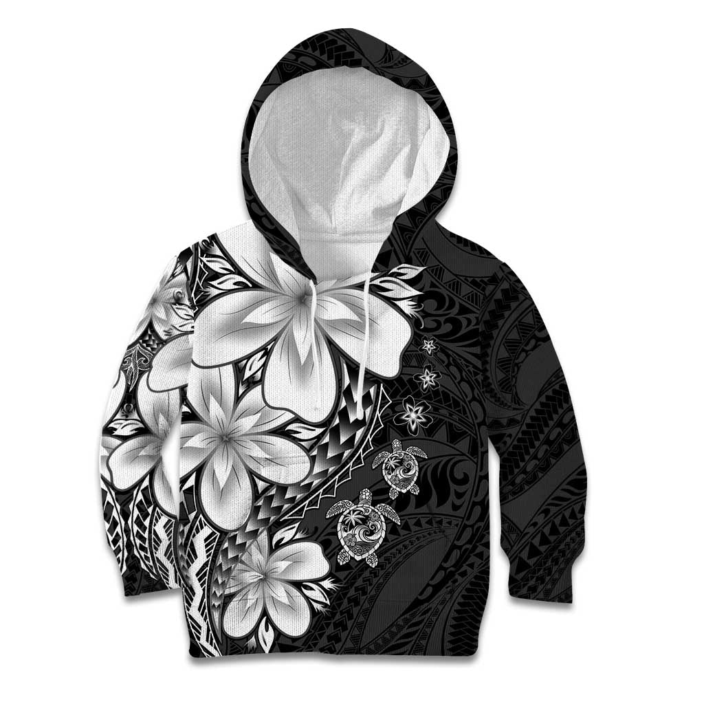 Polynesia Romantic Valentine Kid Hoodie Sea Turtle Couple With Black Plumeria LT05 Hoodie Black - Polynesian Pride