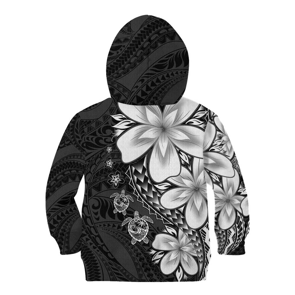 Polynesia Romantic Valentine Kid Hoodie Sea Turtle Couple With Black Plumeria LT05 - Polynesian Pride