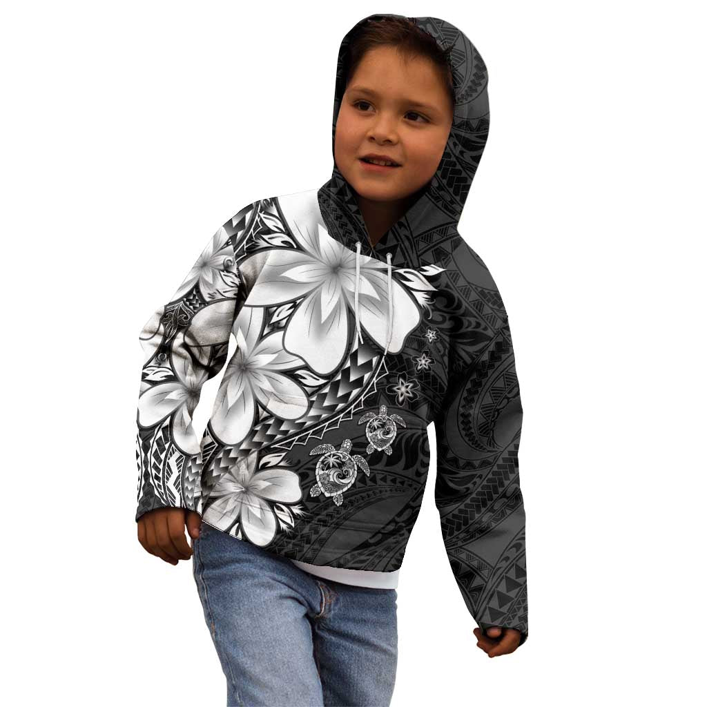 Polynesia Romantic Valentine Kid Hoodie Sea Turtle Couple With Black Plumeria LT05 - Polynesian Pride
