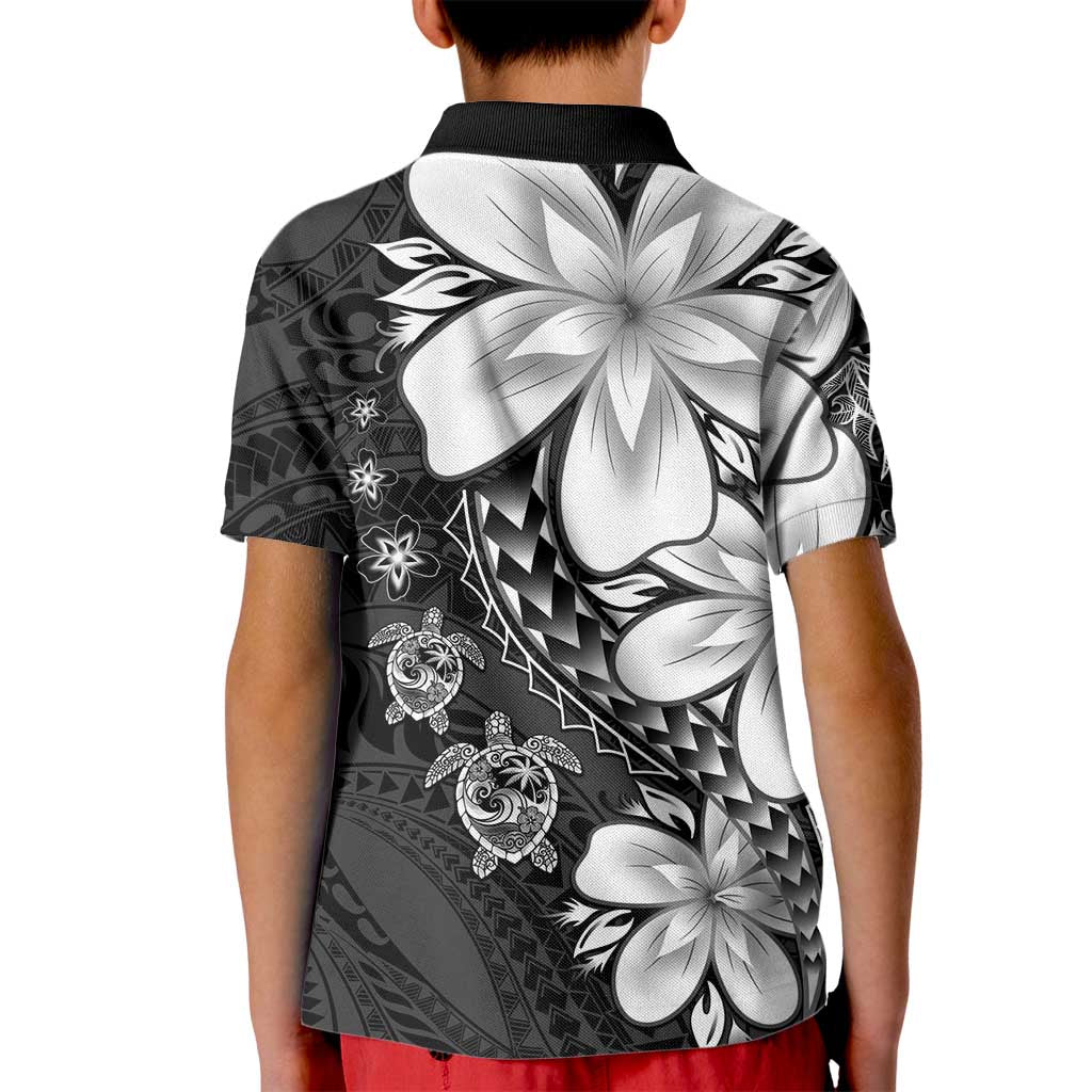 Polynesia Romantic Valentine Kid Polo Shirt Sea Turtle Couple With Black Plumeria LT05 - Polynesian Pride