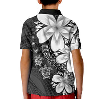 Polynesia Romantic Valentine Kid Polo Shirt Sea Turtle Couple With Black Plumeria LT05 - Polynesian Pride