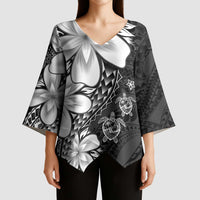 Polynesia Romantic Valentine Kimono Sleeve Blouse Sea Turtle Couple With Black Plumeria LT05 - Polynesian Pride