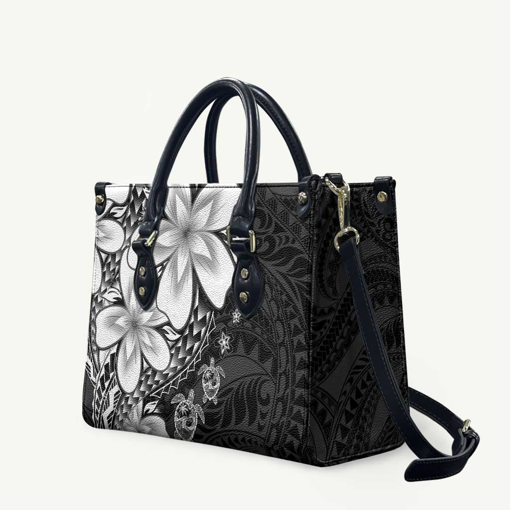 Polynesia Romantic Valentine Leather Bag Sea Turtle Couple With Black Plumeria