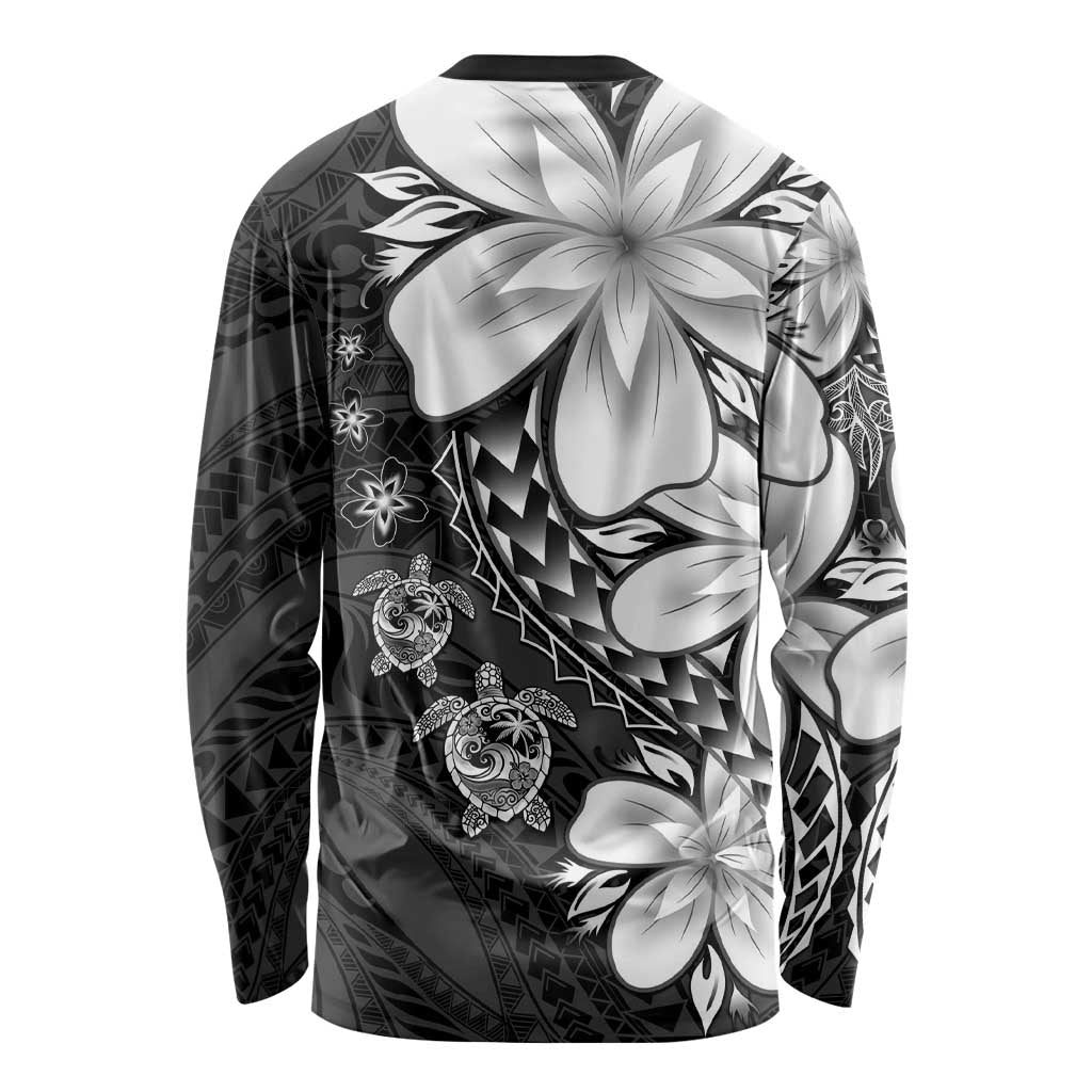 Polynesia Romantic Valentine Long Sleeve Shirt Sea Turtle Couple With Black Plumeria LT05 - Polynesian Pride