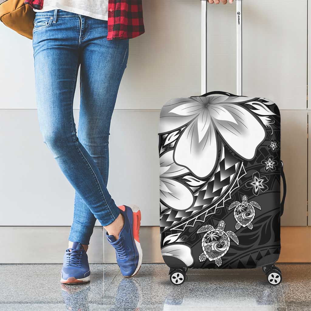 Polynesia Romantic Valentine Luggage Cover Sea Turtle Couple With Black Plumeria LT05 - Polynesian Pride