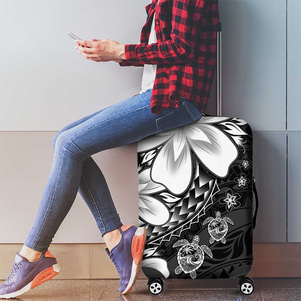 Polynesia Romantic Valentine Luggage Cover Sea Turtle Couple With Black Plumeria LT05 - Polynesian Pride